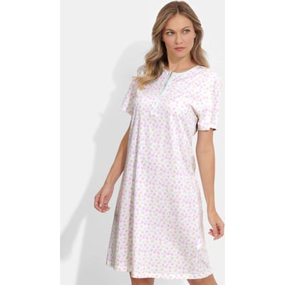 Twee katoenen nachthemden - rosé / gedess. - Gr. 18/19 van Goldner Fashion