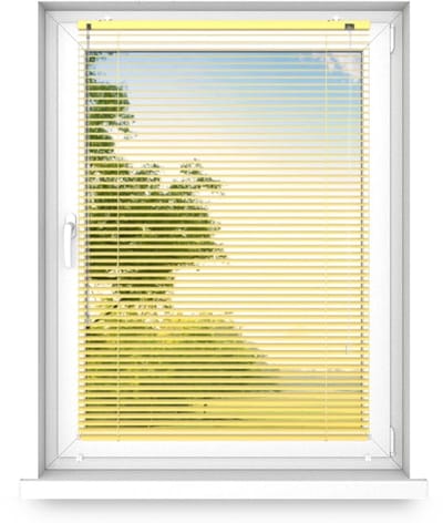 time4blinds - Binnenjaloezieën Zonder Boren - Aluminium Jaloezieën - Aluminium Rolgordijnen voor Woonkamer, Slaapkamer, Keuken, Kantoor - met Koordgeleiders - Helegeel, Links, 400x300