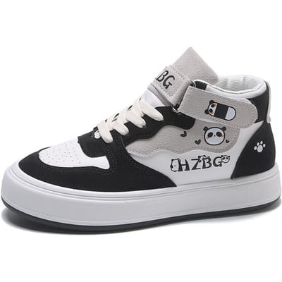 Cartoon Beer High-top Kleine Witte Schoenen Dames Lente en Herfst Nieuw Ins Dikke Zool Veelzijdige Klittenband Board Schoenen 40 zwart