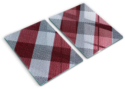 Wallfluent Glazen Snijplanken - Rood en wit geblokt Snijplanken Glas - 2 stucks 40 cm x 52 cm - Wit Snijplanken van Glas - Keuken Snijplank Glas - Hygiënische Snijplank van Glas - Antislip Hakplank van Glas