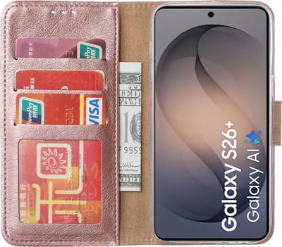 Hoesje Geschikt voor Samsung Galaxy S26 Plus – Arara bookcase met pasjeshouder - Rosegoud