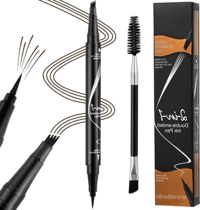 2-in-1 Oogbrauwpotlood met Fork Tips en Precisie Borsteltje voor Natuurlijke Oogbrauwen, Waterproof en Langdurig