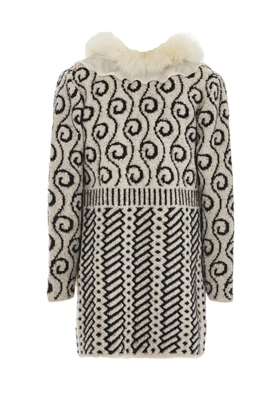 Faina Vest Dames wol wit zwart