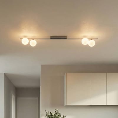 TK Lighting Plafondlamp Imelo, bruin, 4-lamps, glas, lengte 140 cm