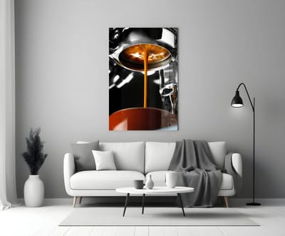 Glasschilderij - Coffee Flow - 90x60x0.4 cm