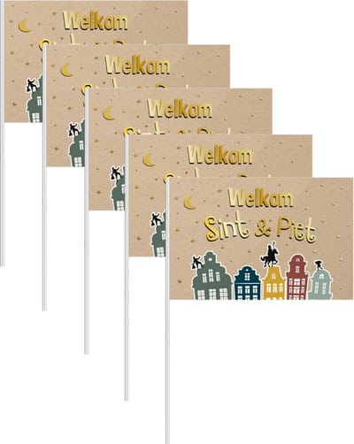 Folat Sinterklaas zwaaivlaggetje - 50x - Welkom Sint en Piet - 30 x 20 cm