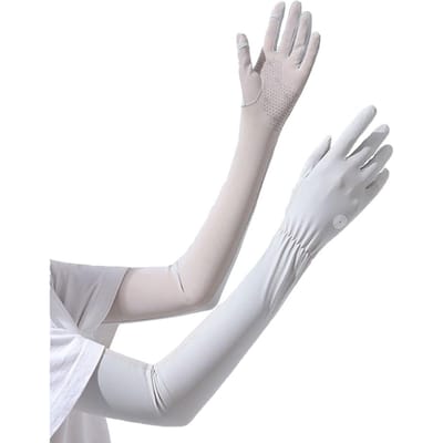 1 Paire Gants Anti-UV UPF50+ Antidérapants Doigts Ouverts Manches Glacées pour Vélo en Plein Air Course à Pied Pêche Protection UV grise