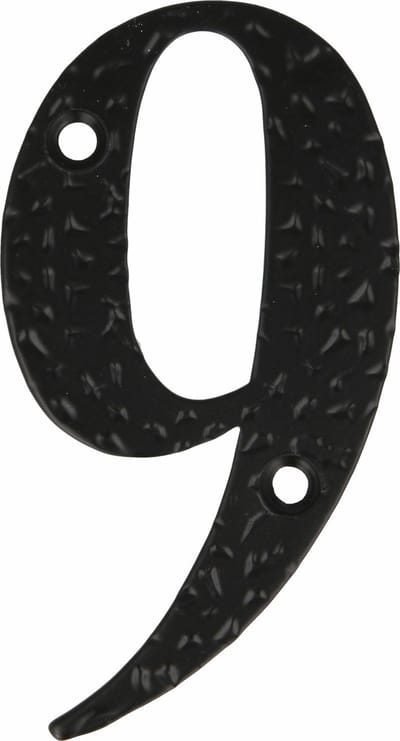 AMIG Huisnummer 9 - massief gesmeed staal - 10cm - incl. bijpassende schroeven - zwart