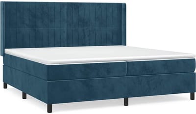 vidaXL - Boxspring - met - matras - fluweel - donkerblauw - 200x200 - cm