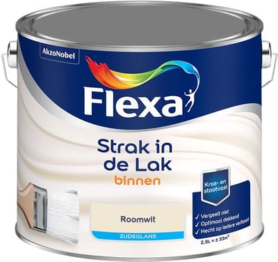 Flexa - Strak In De Lak Binnenlak Zijdeglans - Roomwit - Mengverf - 2,5 L