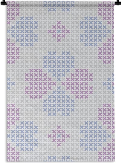 Wandkleed - Wanddoek - Klaver - Patronen - Paars - 60x90 cm - Wandtapijt