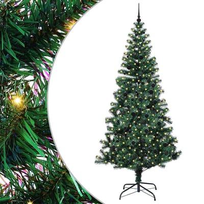 vidaXL - Kunststof - Voorverlichte - Kerstboom - Groen - 240 - cm - PVC - en - Metalen