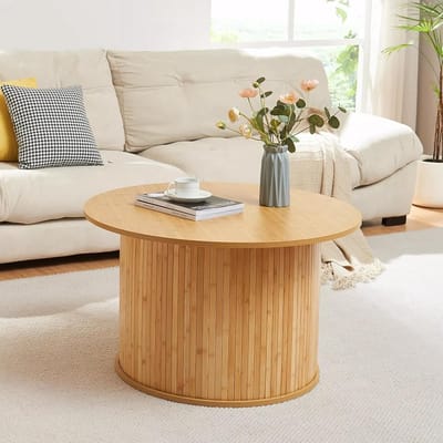 Ronde salontafel van bamboe en MDF - 48x80 cm - Natuurlijk design