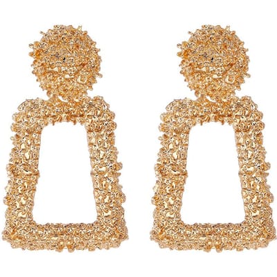 Vintage Oorbellen Groot Voor Vrouwen Statement Oorbellen Geometrisch Metalen Hanger Oorbellen Trend Mode Sieraden beige