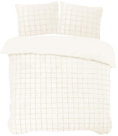 iSleep Dekbedovertrek Rabbit Check - Eenpersoons - 140x200/220 cm - Creme