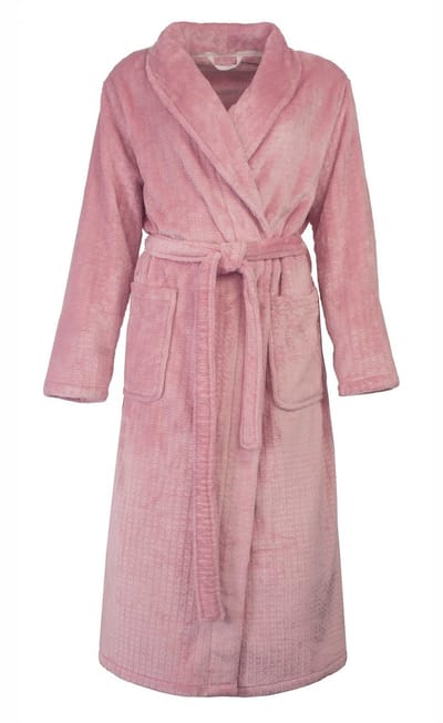 Tenderness Dames Ochtendjas - Fleece - Wafelmotief - Roze - Maat S