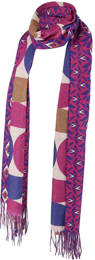 Sarlini Langwerpige Sjaal met Franjes Multi Cerise