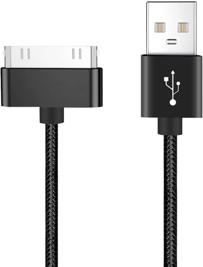 Dailygoody - 100 cm lange USB-oplaadkabel - 30-polige kabel - Zwart - Geschikt voor iPhone iPad en iPod - Hoogwaardige synchronisatiekabel