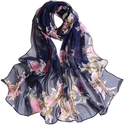 LIXIN Elegant Stijlvol Sjaal Dames - Kleur 5 - Hals sjaaltje 160x50 cm - Neksjaaltje - Dames nek sjaaltje - Pure zijde gevoel - Zijde Blend - Omslagdoek - Satijn Zijdezacht -  Bloemenprint - Dames accessoires