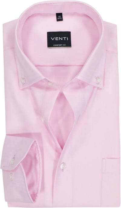 VENTI CASA MODA comfort fit overhemd - structuur - rood - Strijkvrij - Boordmaat: 40 (EU maat: M)