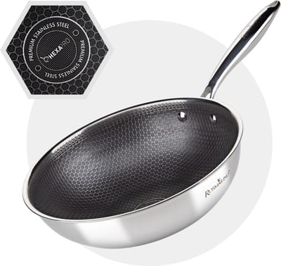 Rosmarino HexaPRO Wokpan - Wokpan Inductie - Pannen - Wokpannen - Pan - Wokpan 28 cm - Geschikt voor alle warmtebronnen