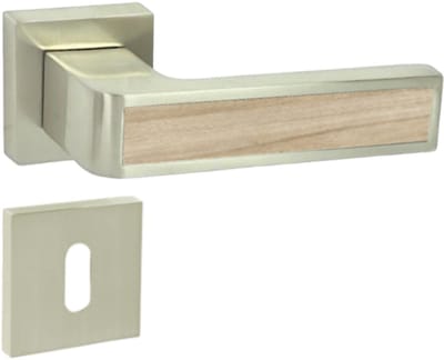 Domino® Deurkrukgarnituur CUBE-QR M9 - Eik Montana - BB- gladde sleutel met Vierkant Rozette - Deurbeslag van aluminium - Deurklink voor kamerdeur, kantoordeur, kelderdeur en binnendeur