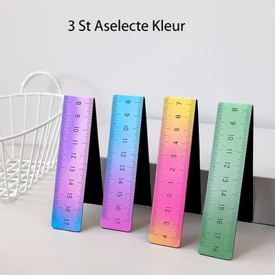 Multifunctionele Magnetische Liniaal 3-in-1 – 15cm Vouwbaar, Bureau Organizer, Boek Paginahouder – Pastel Kleuren Set