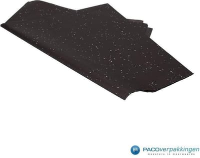 Zijdepapier - Glitters - Zilver op zwart - 50x75 cm - Pak a 240 vellen - Premium vloeipapier