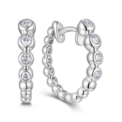 New Bling 9NB-1743 – Oorringen met Zirkonia - 925 Zilver - 13,5 mm - Dames Oorbellen