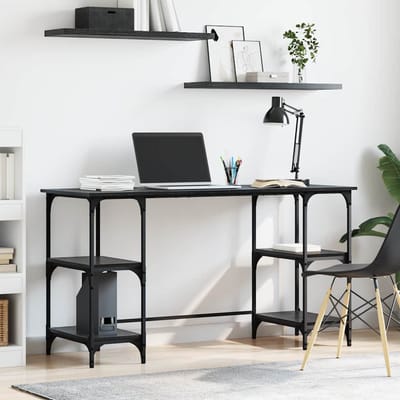 vidaXL - Bureau - Zwart - Eiken - Bewerkt - hout - 140 - x - 50 - x - 75 - cm