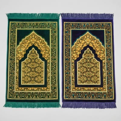 FIRASET Islamic Prayer Rug -Seccade – Set van 2 Gebedskleden – Dun en Zacht Turks Janamaz – Inclusief 2 Gebedskralen