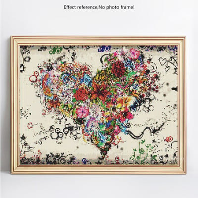Peinture diamant 5D à faire soi-même, dessin animé, amour, broderie complète avec strass ronds 20X30 beige