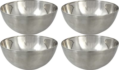 Svenska Living Kommetjes - 4x stuks - schaaltjes - mat zilver - RVS - D13 x 7 cm - serveerschalen