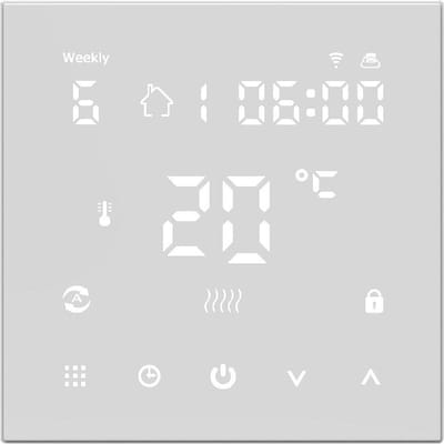 Contrôleur de température intelligent à écran LCD HY607, application mobile, commande vocale Wi-Fi, électrique blanc