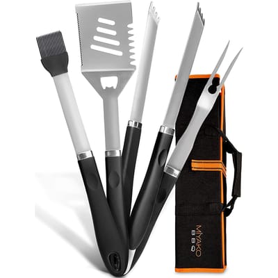 Deuba BBQ Bestek - 4-delige Set RVS Opbergtas - Vaatwasmachinebestendig