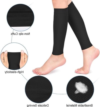 Compressiekousen voor de Behandeling van Spataderen - Calf Compression Stockings 23-32mmHg, Ultra Licht en Elastisch voor Mannen en Vrouwen, Zwart M