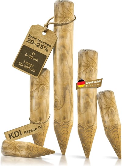 Houten Palissades - Tuinpalen - Tuinranden Maken - Geïmpregneerd Dennenhout - Ø 8 x 140 cm - Natuurlijk