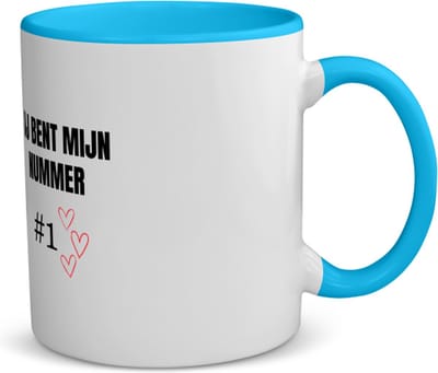 Akyol - jij bent mijn nummer één koffiemok - theemok - blauw - Liefde - iemand die je in het zonnetje wilt zetten - nummer 1 - leuke cadeau - kado - verjaardag - geschenk - 350 ML inhoud