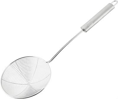 Quvo® Spatel - Zeef - Schuimspaan - Zilver - 12cm x 6cm x 38cm