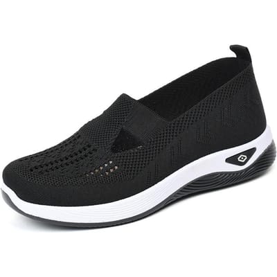 Schoenen voor Dames Grensoverschrijdende Grote Maat Dames Schoenen Zachte Zool Schoenen Eén Voetstap Moederschoenen Mesh Ademend Oude Peking Stoffen Schoenen 43 black