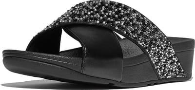 FitFlop Dames sandalen Lulu Crystal-Mix Metallic Cross Slides JE2