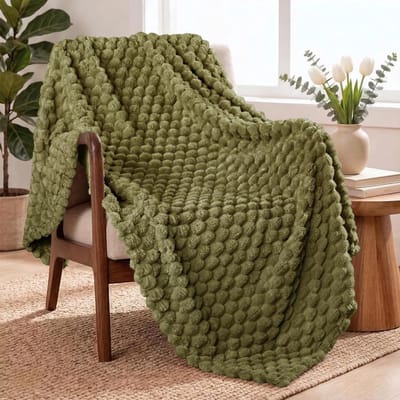 Knuffeldeken Fleecedeken - Woondeken Sprei - Gezelligheid Thuis - Dubbelzijdig Pluche - 130 x 170 cm - Olijfgroen
