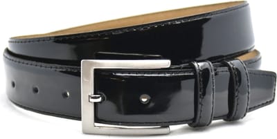 Moderiemen Zwarte lak riem 3.5 cm breed - Zwart Lakleer - Lakriem - Echt Leer - Taille: 95cm - Totale lengte riem: 110cm