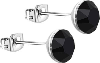 Aramat Jewels | Oorbellen | Zwarte Kristal Oorbellen RVS - 3mm | | | | | | Kinderen, Volwassenen | Verkleurd niet