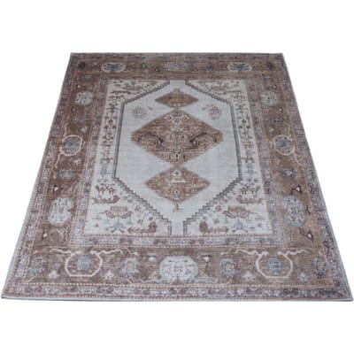 Vloerkleed Karaca Brown 08 - 160 x 230 cm - Laagpolig Vloerkleed – Vintage / Klassiek Design