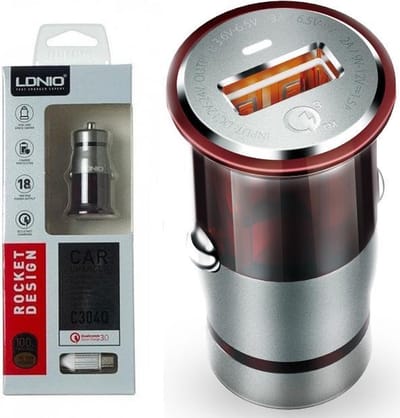 LDNIO C304Q USB Autolader 3A Geschikt voor: Apple iPhone 12 / 11 / X / XS / XR / MAX / SE / 5 / 6 / 7 / 8 / Plus Adapter Auto Oplader