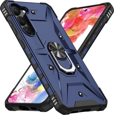 Casemania Hoesje Compatibel met Samsung Galaxy A15 - Blauw - Armor Back Cover met Kickstand