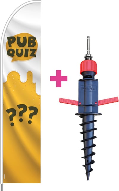 Beachflag - Pub Quiz - Vlag + Grondboor + Rotator + Hengelsysteem + Draagtas - Actievlag.nl