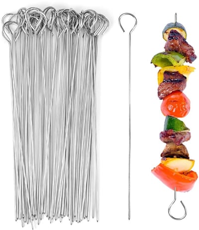 Dailygoods- Grillspiesen 20 cm - 50 Stuks - Roestvrij Staal - Kampvuur - Marshmallow Spiesen - Hittebestendig - Lichtgewicht