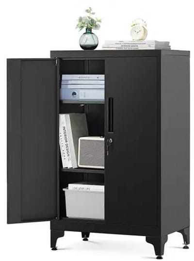 Songmics Archiefkast met Slot - Kantoorkast - Met slot - Opbergkasten - 2 deuren staal